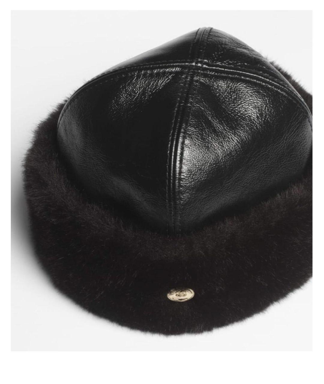 CHANEL Черная шерстяная шапка, фото 2