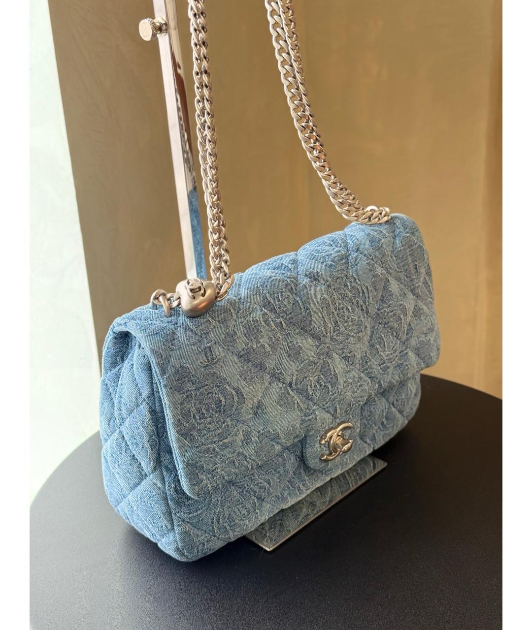 CHANEL Голубая деним сумка через плечо, фото 3