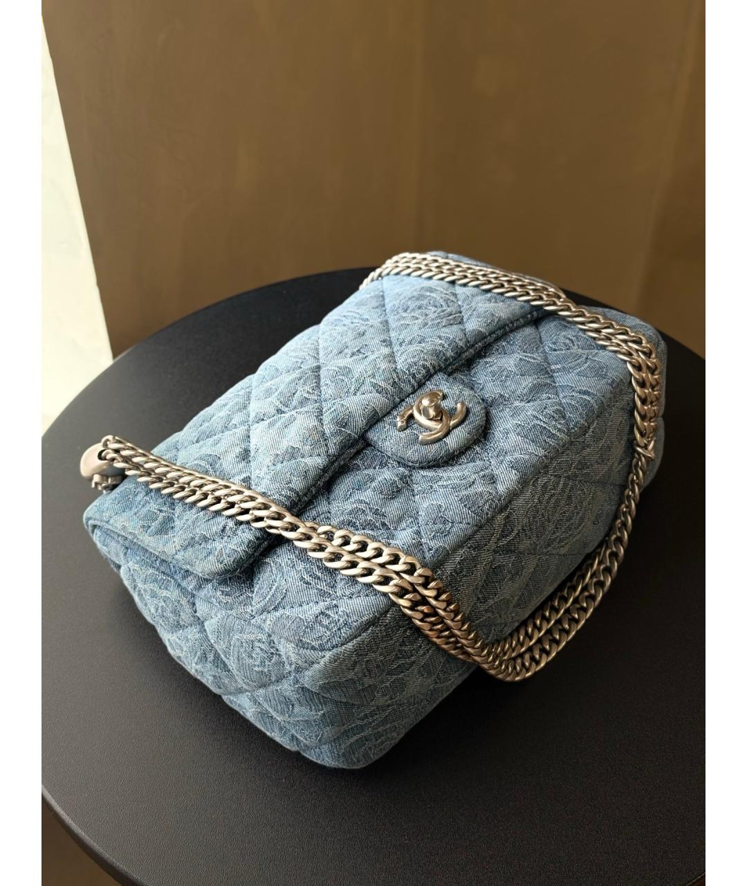 CHANEL Голубая деним сумка через плечо, фото 7
