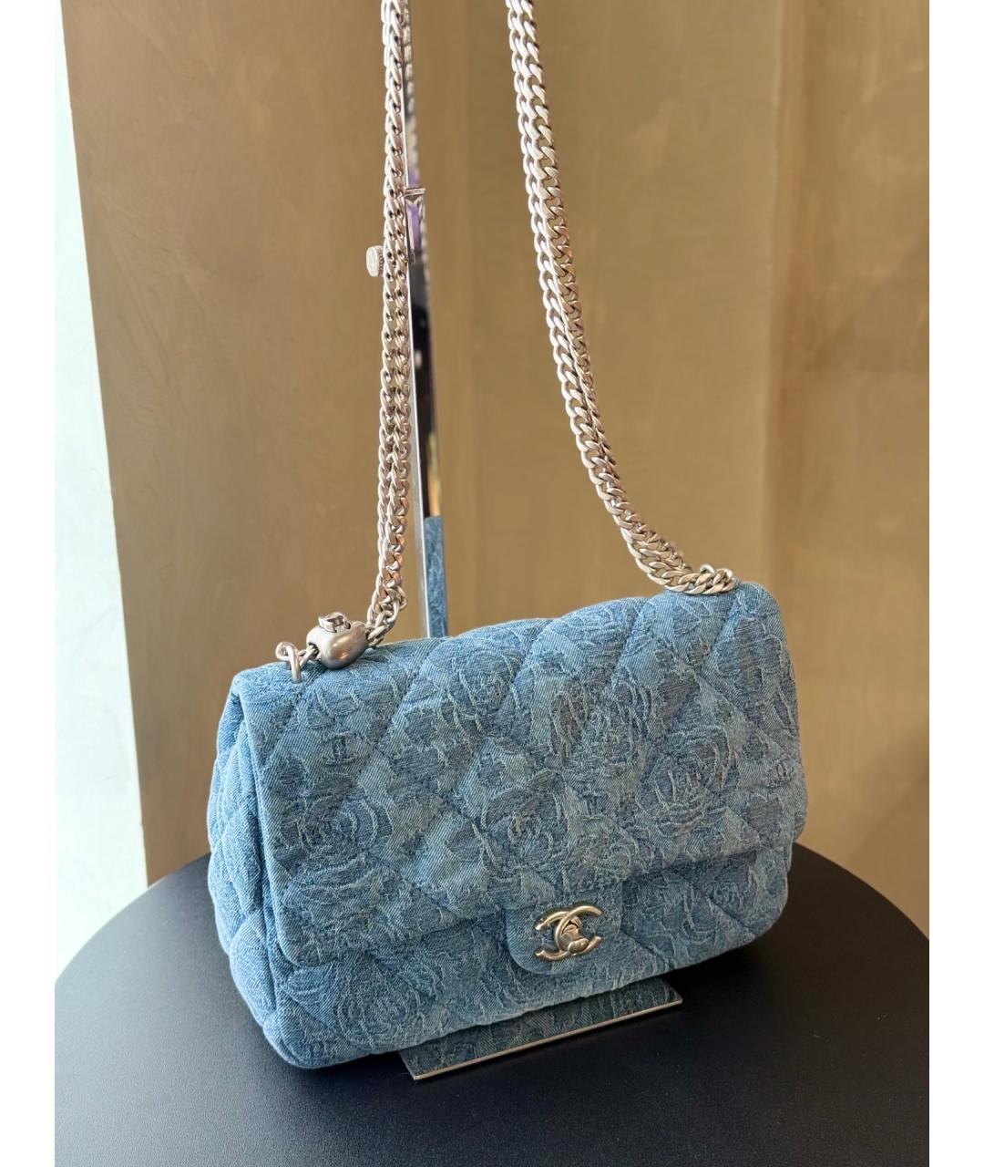 CHANEL Голубая деним сумка через плечо, фото 2