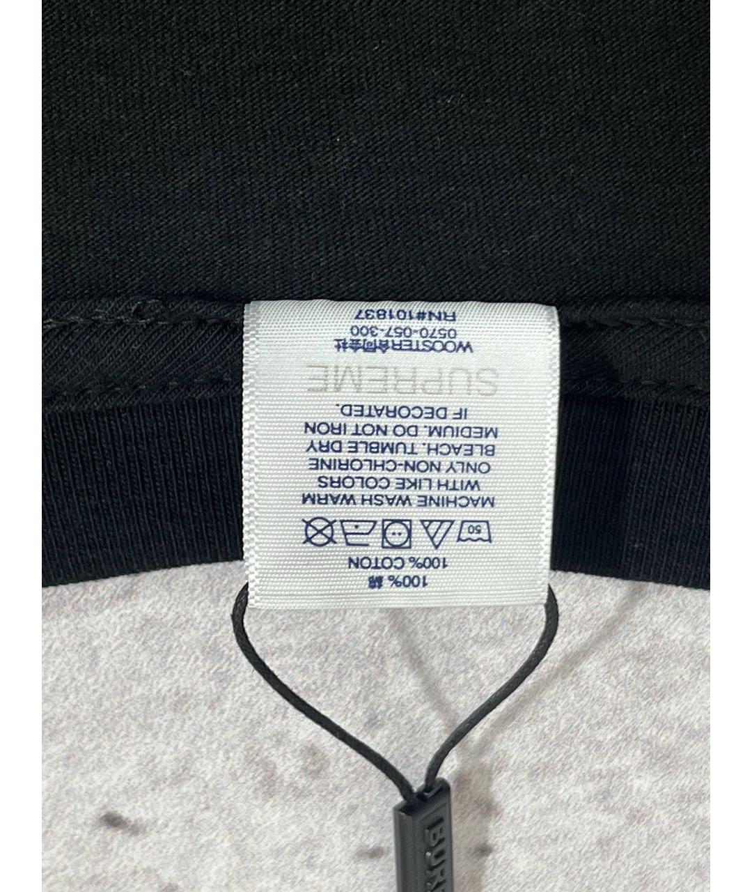 SUPREME Черная хлопковая футболка, фото 5