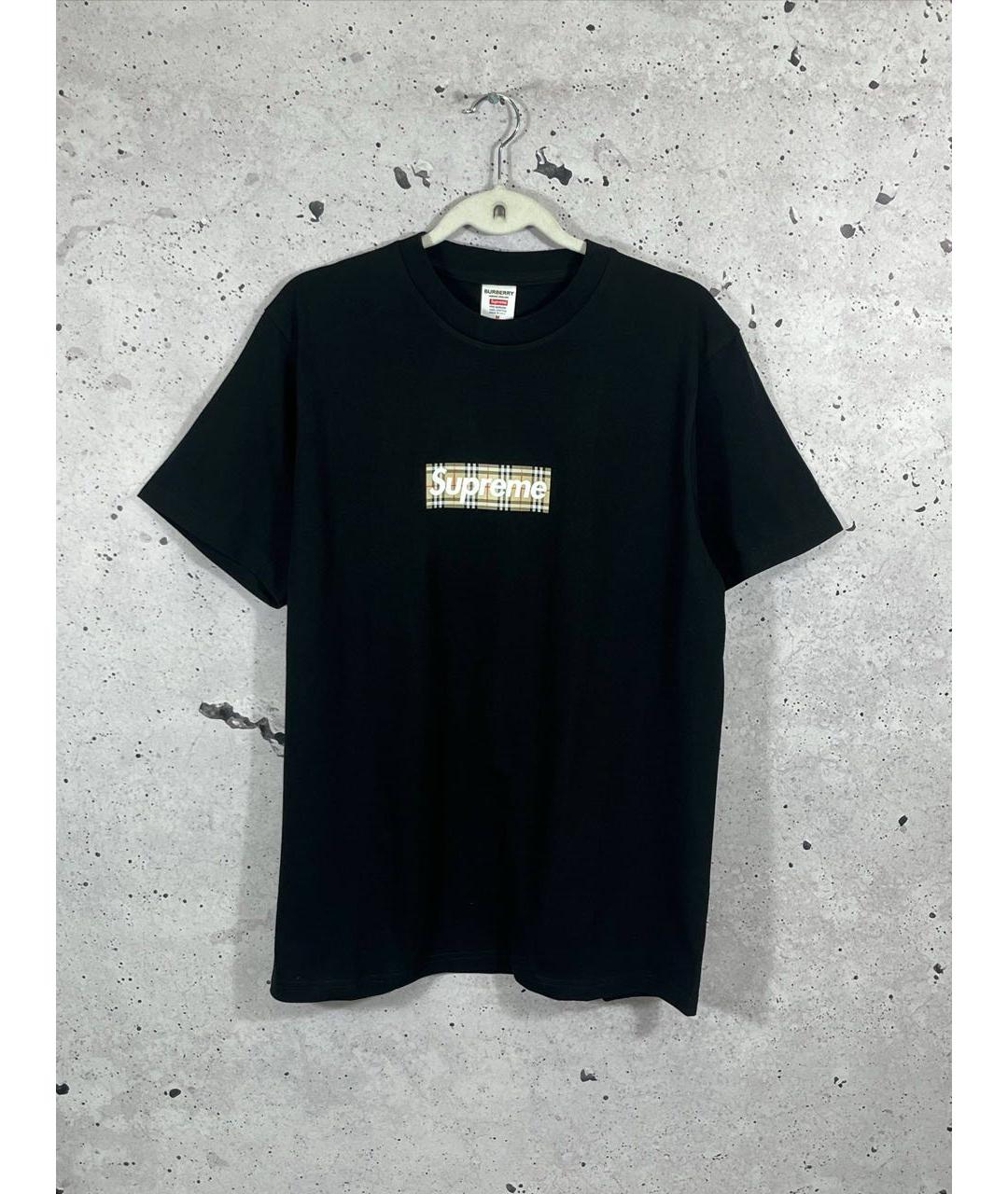 SUPREME Черная хлопковая футболка, фото 2