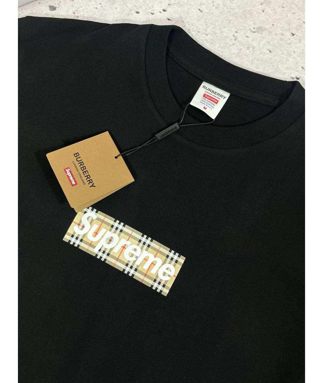 SUPREME Черная хлопковая футболка, фото 3