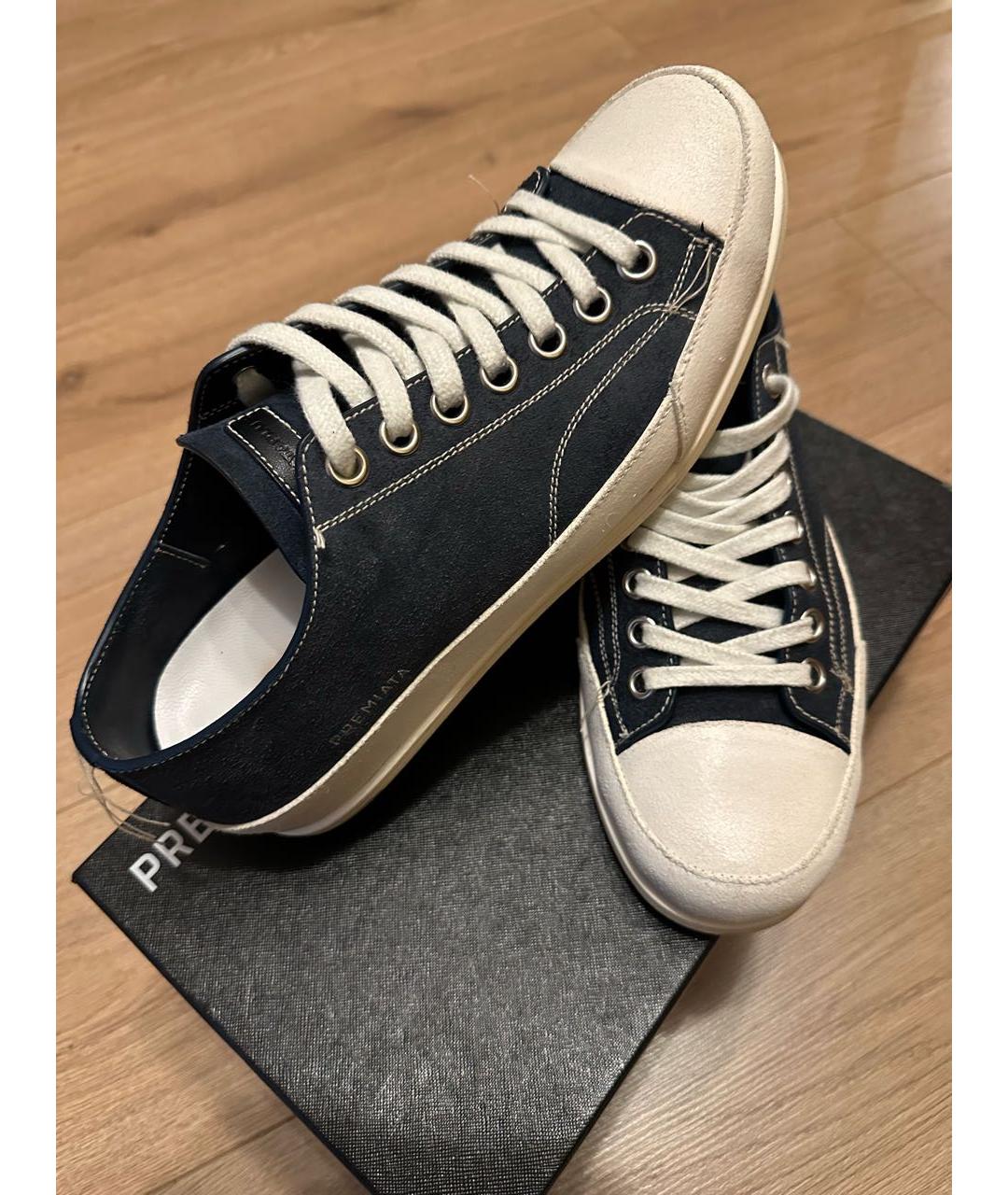 PREMIATA Синие кожаные низкие кроссовки / кеды, фото 3