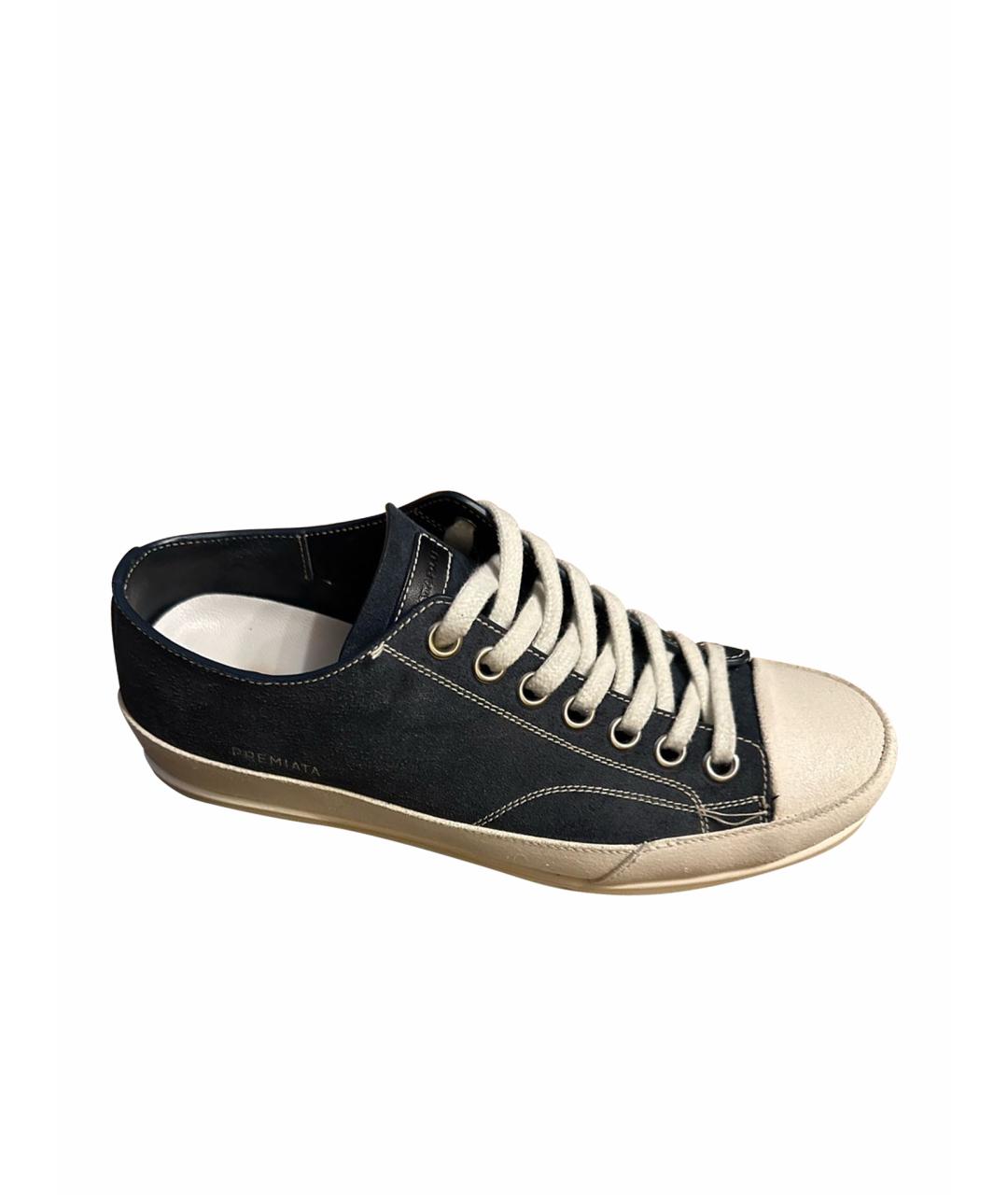 PREMIATA Синие кожаные низкие кроссовки / кеды, фото 1