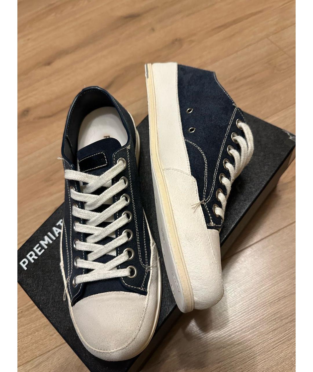 PREMIATA Синие кожаные низкие кроссовки / кеды, фото 7