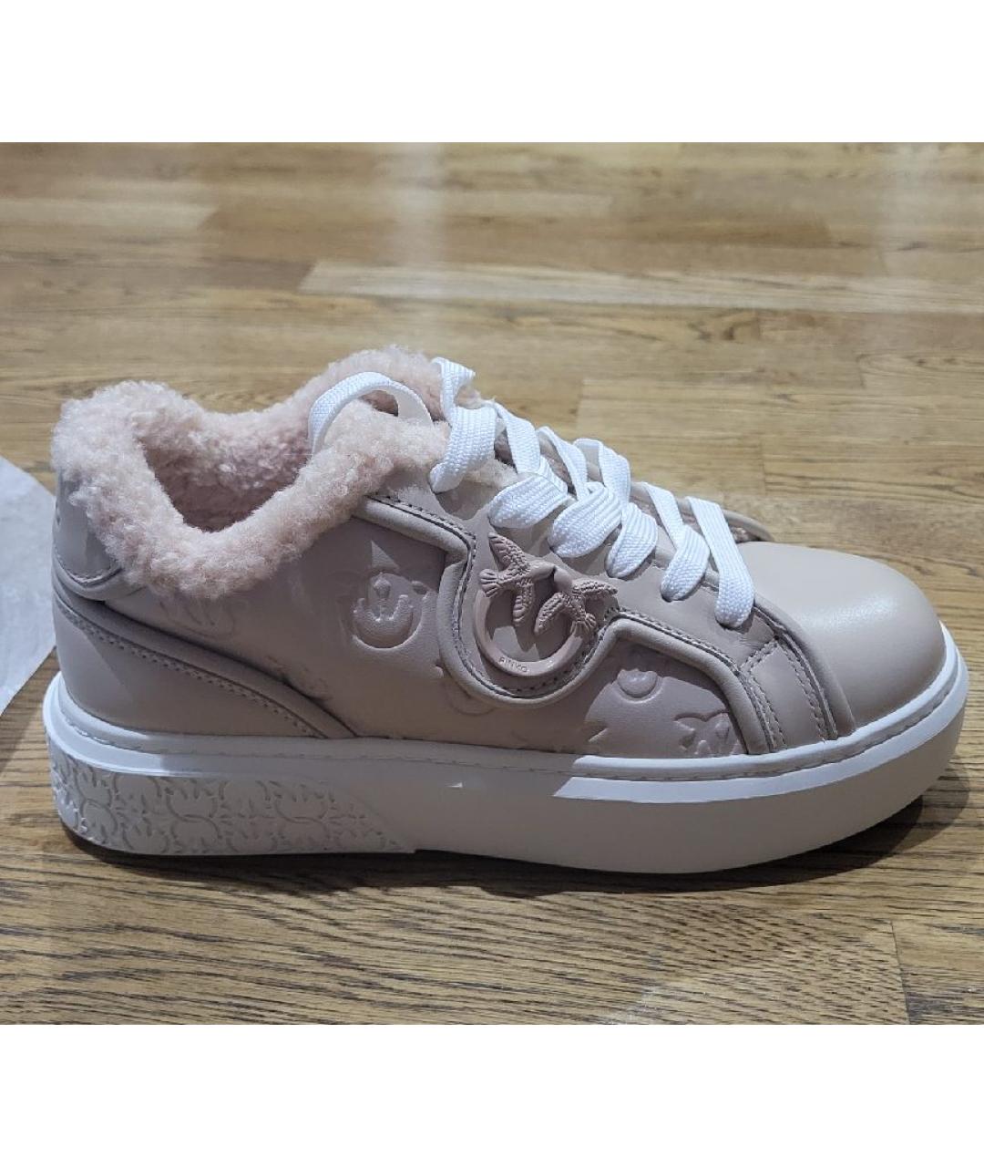 PINKO Бежевые кожаные кроссовки, фото 10