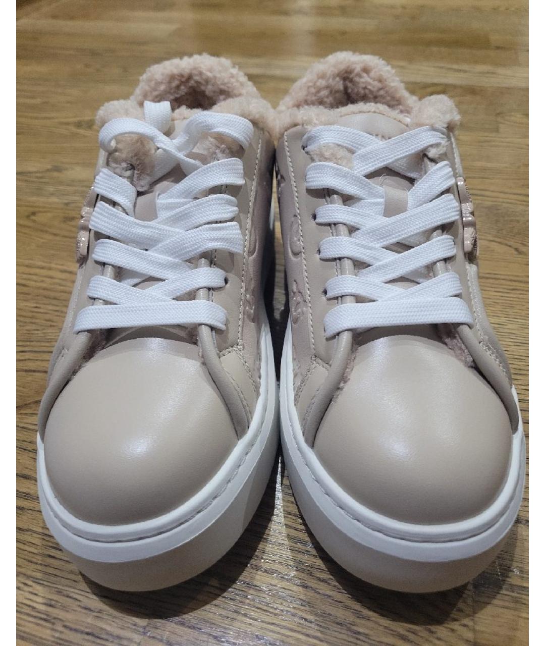 PINKO Бежевые кожаные кроссовки, фото 2