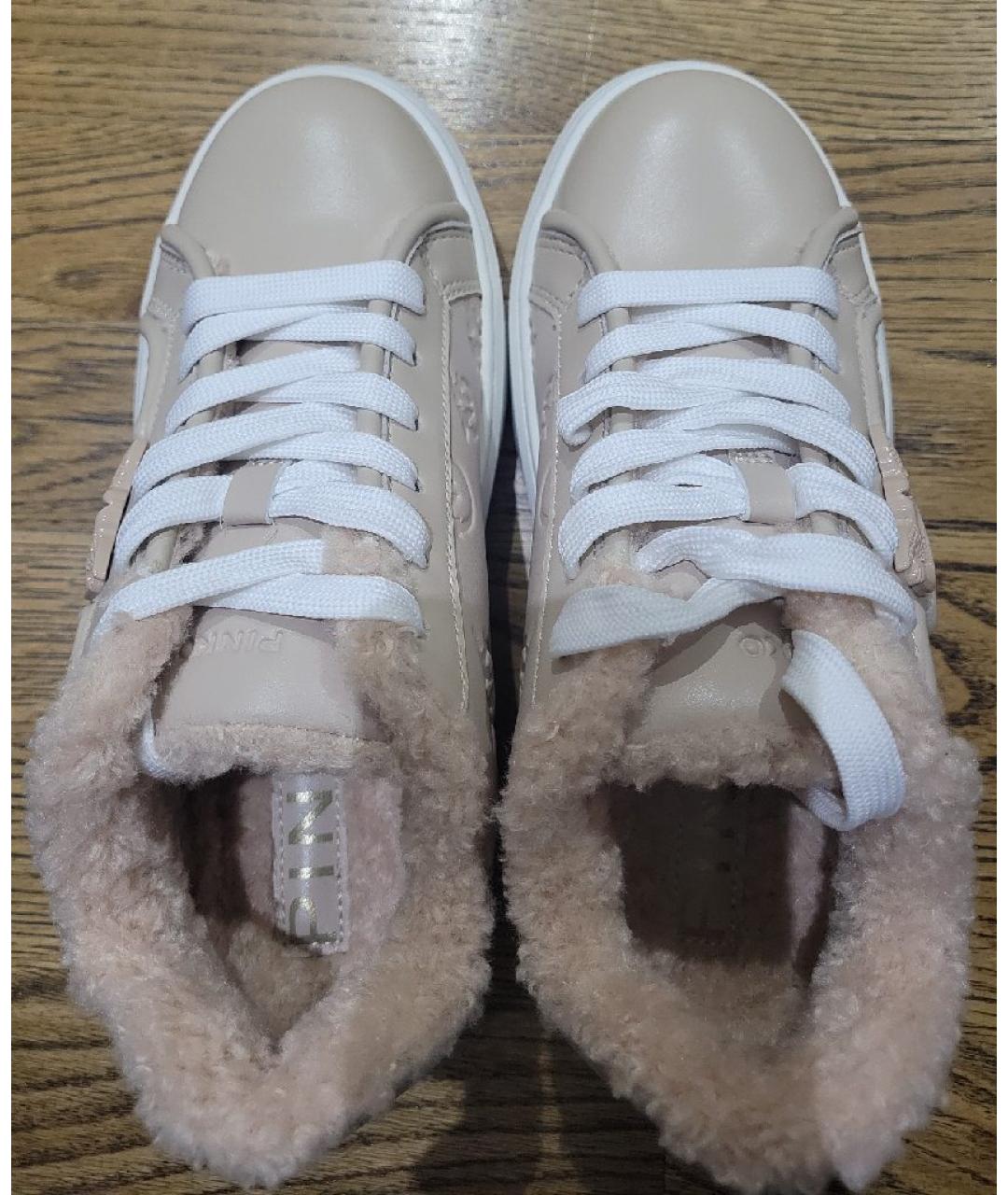 PINKO Бежевые кожаные кроссовки, фото 3