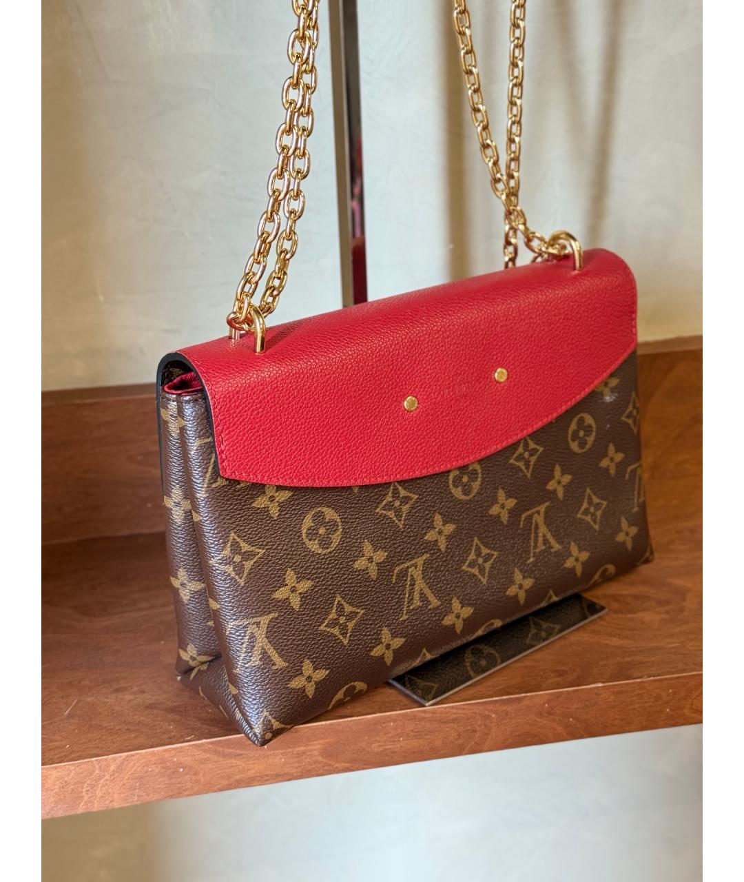 LOUIS VUITTON Красная кожаная сумка через плечо, фото 7