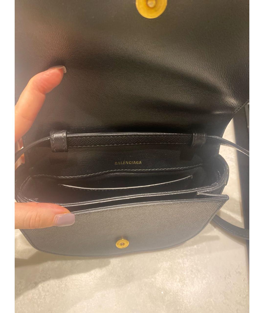 BALENCIAGA Черная кожаная сумка через плечо, фото 3