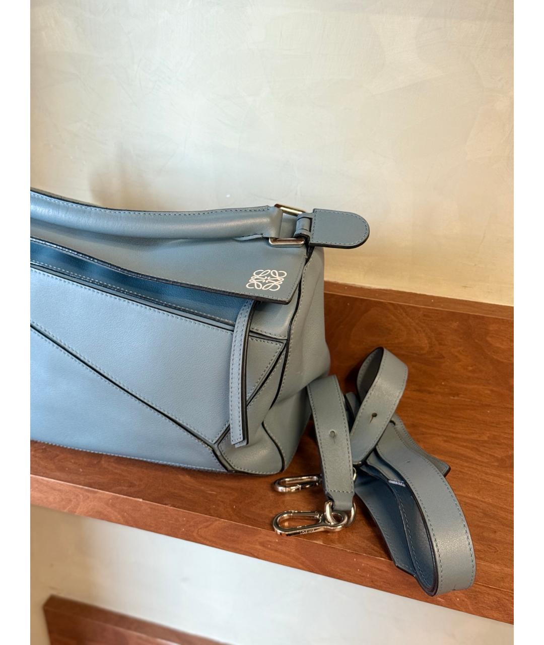 LOEWE Голубая кожаная сумка с короткими ручками, фото 2