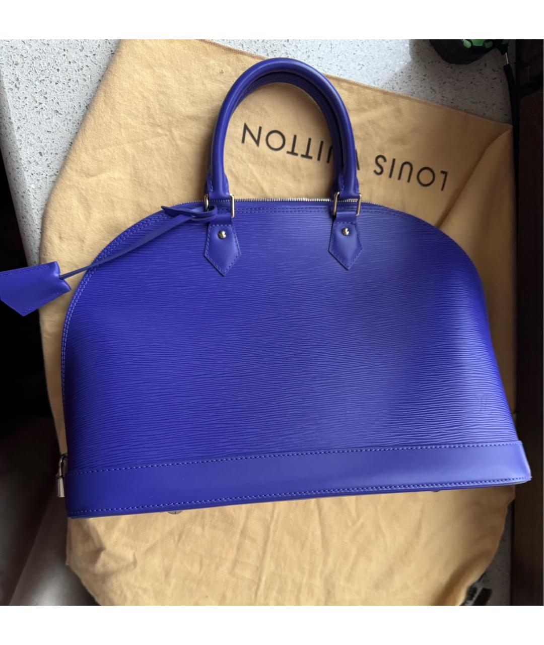 LOUIS VUITTON Синяя кожаная сумка с короткими ручками, фото 9