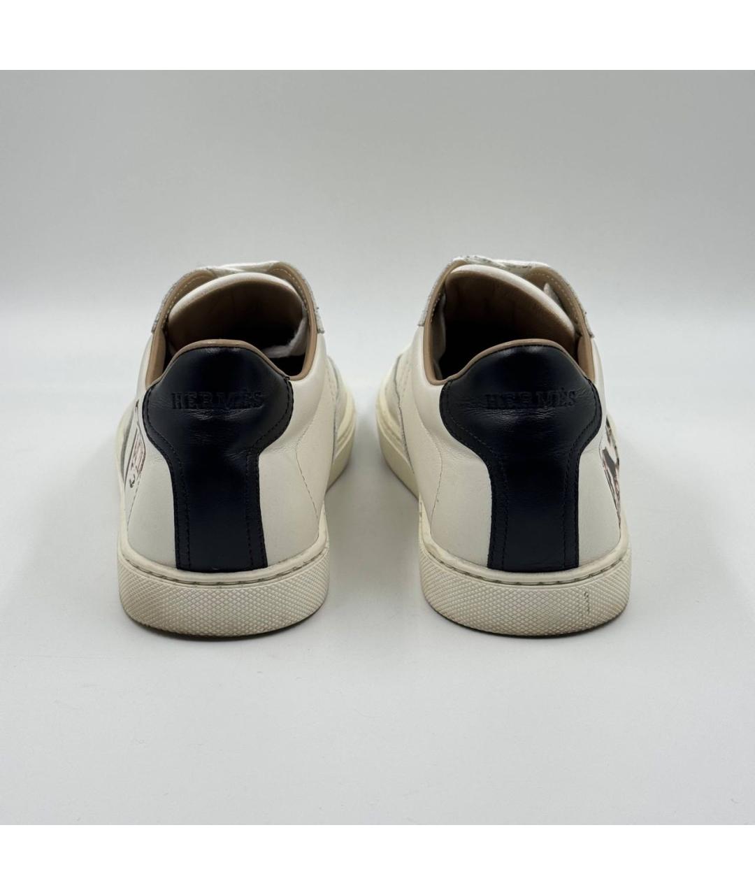 HERMES Бежевые кожаные низкие кроссовки / кеды, фото 5