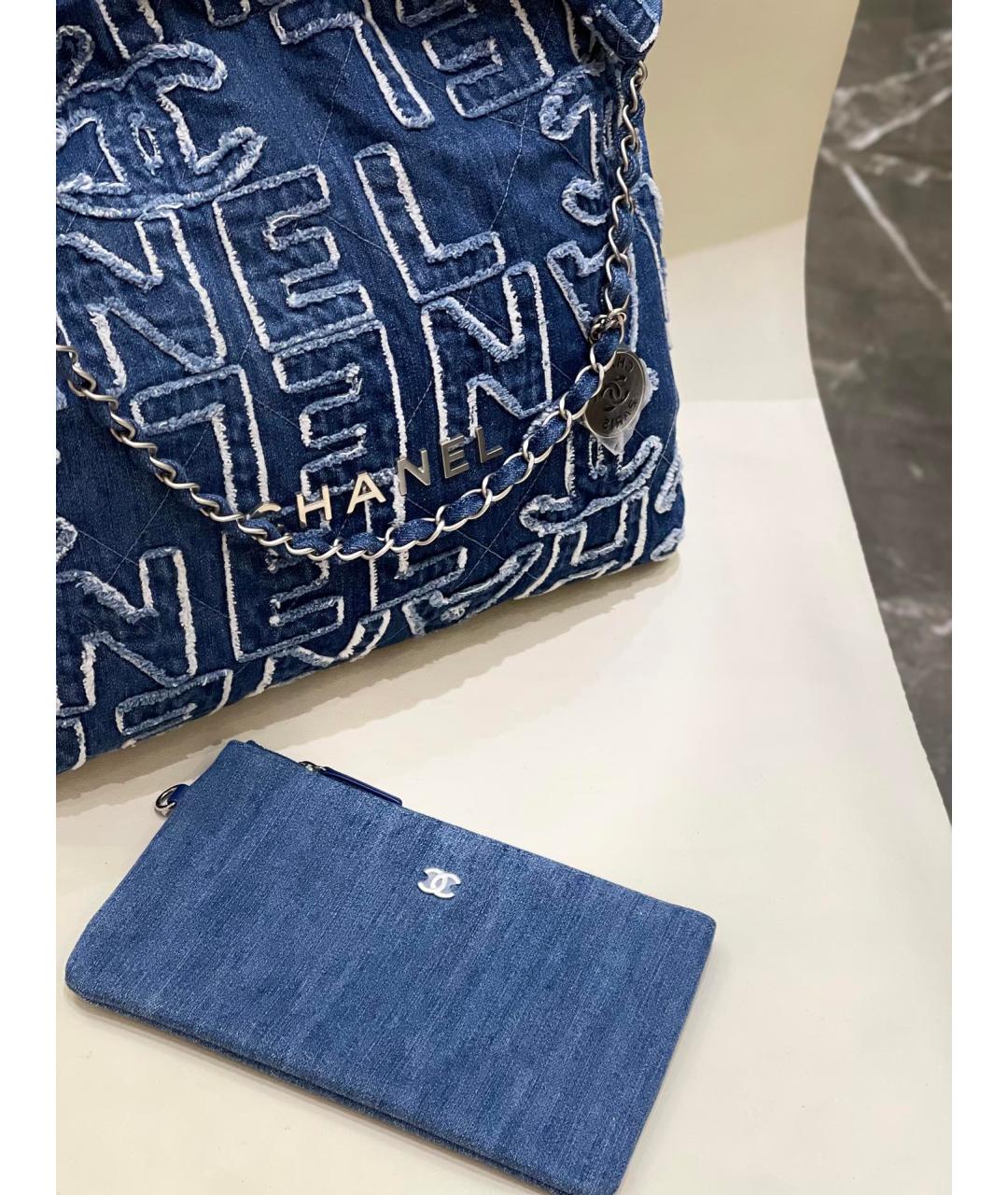 CHANEL Голубая деним сумка через плечо, фото 6