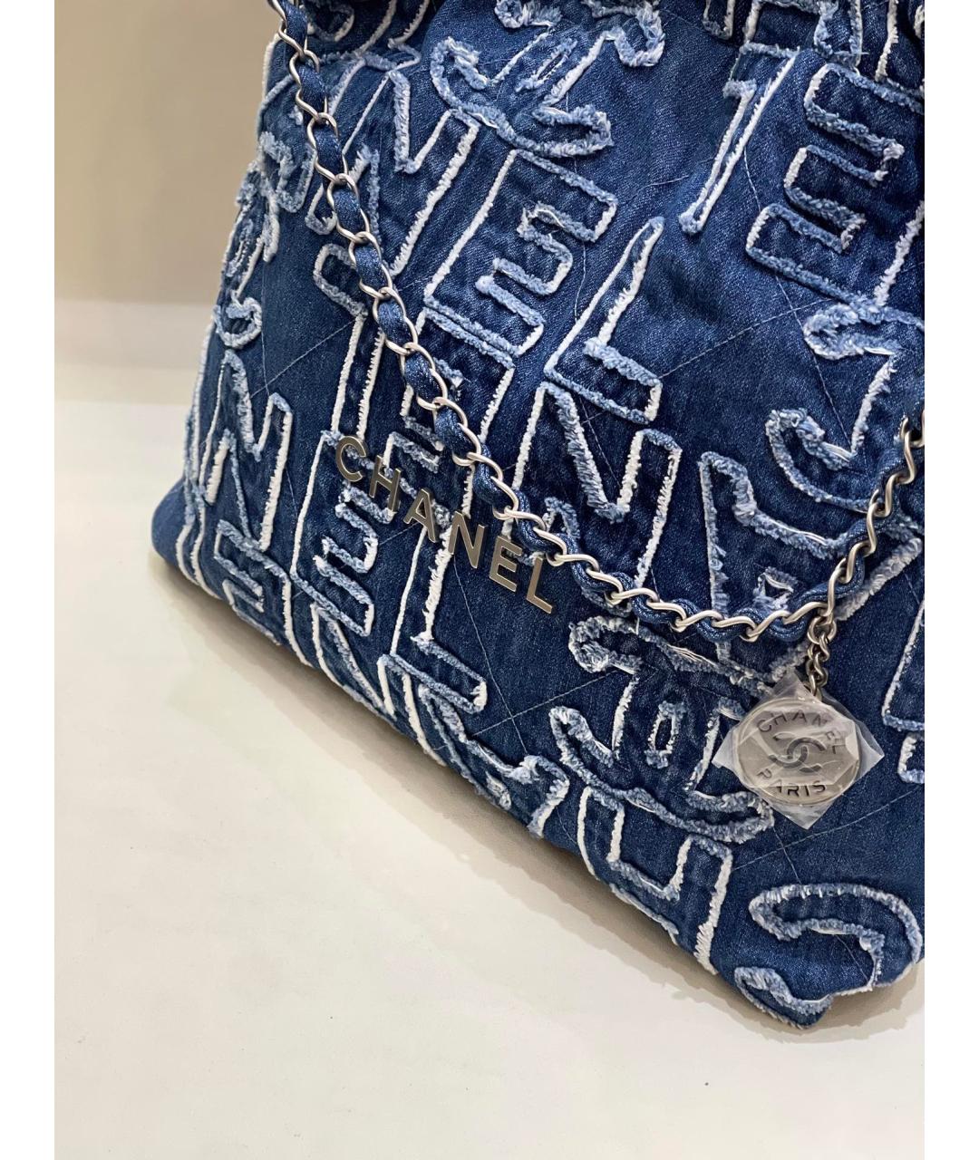 CHANEL Голубая деним сумка через плечо, фото 8