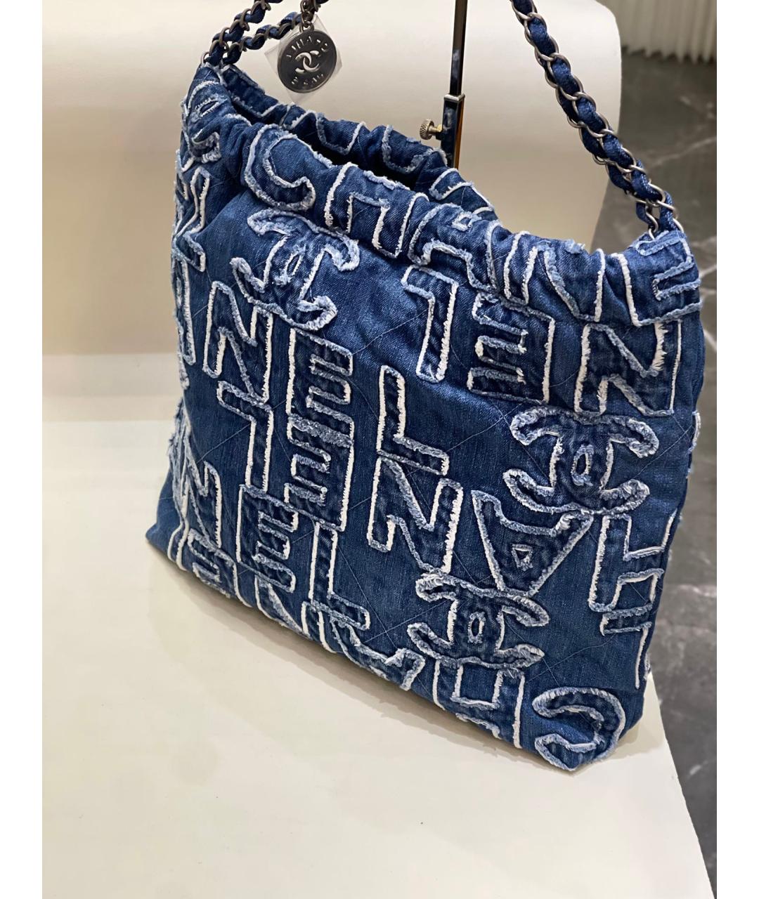 CHANEL Голубая деним сумка через плечо, фото 7