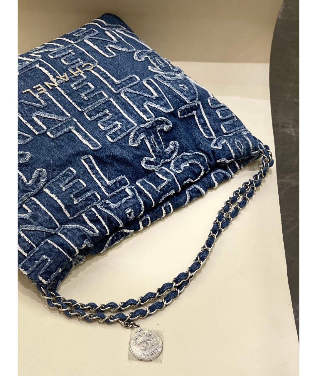 CHANEL Голубая деним сумка через плечо, фото 9