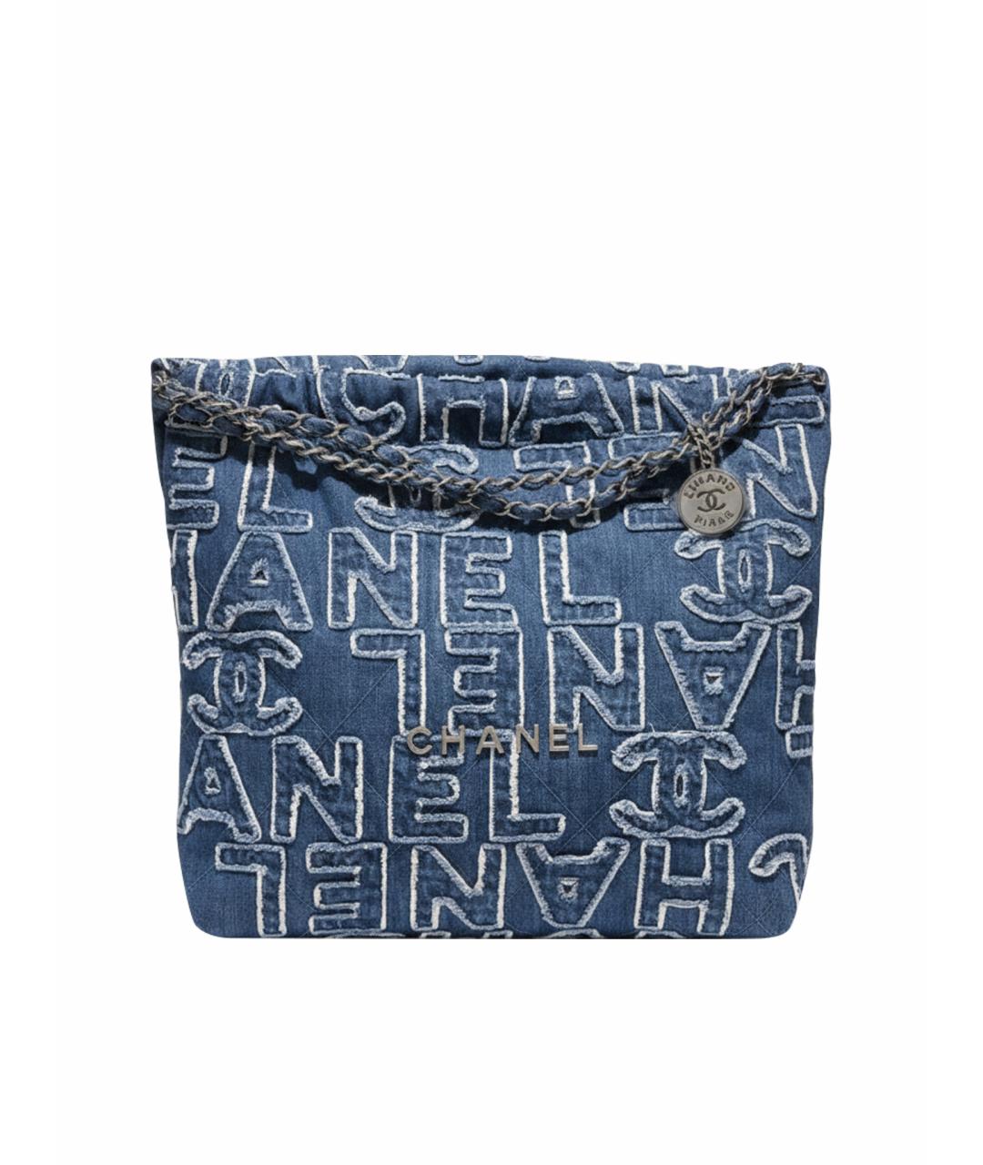 CHANEL Голубая деним сумка через плечо, фото 1
