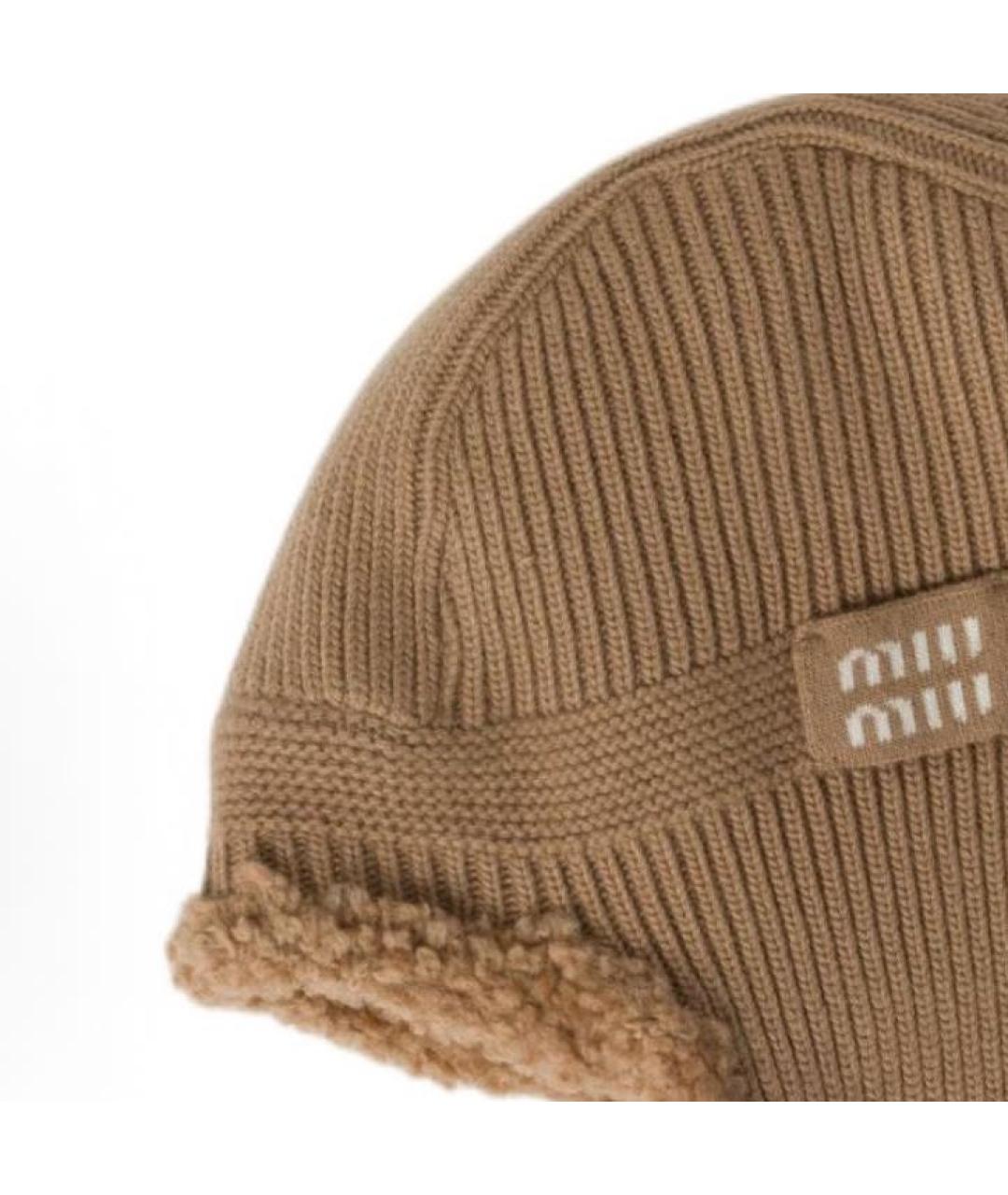MIU MIU Коричневая шапка, фото 3