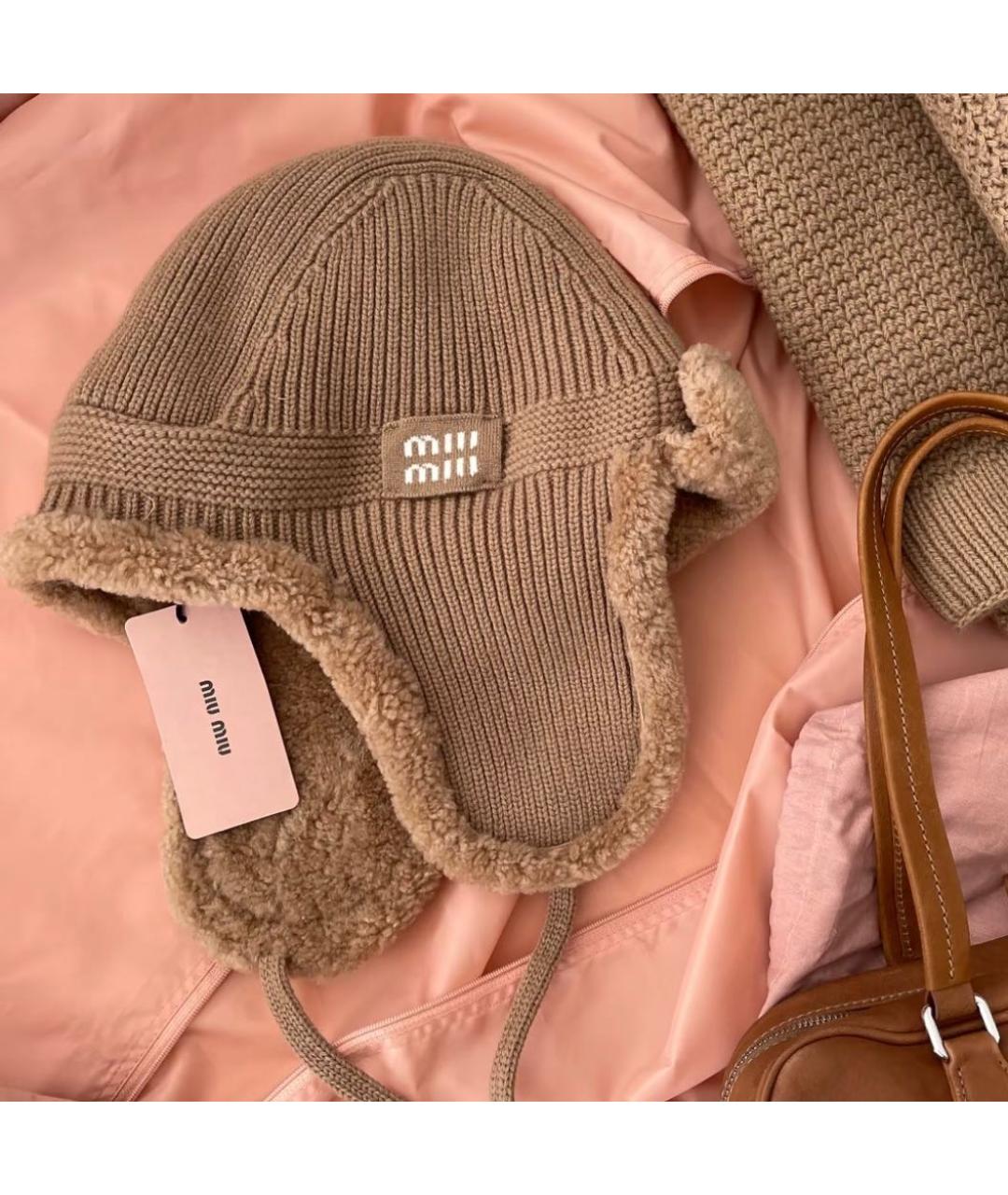 MIU MIU Коричневая шапка, фото 5