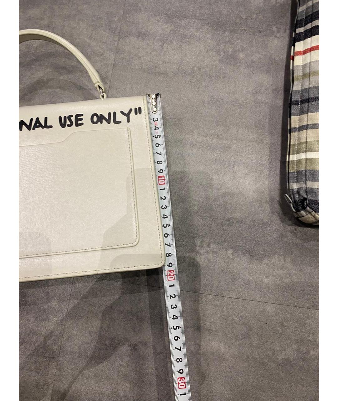 OFF-WHITE Белая кожаная сумка с короткими ручками, фото 7