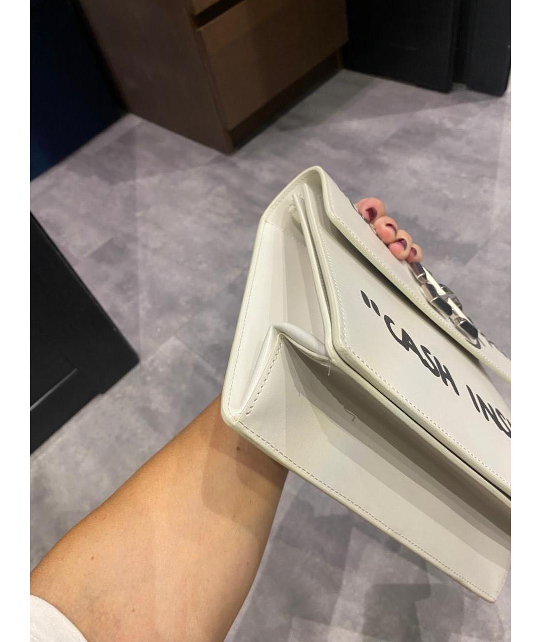 OFF-WHITE Белая кожаная сумка с короткими ручками, фото 4