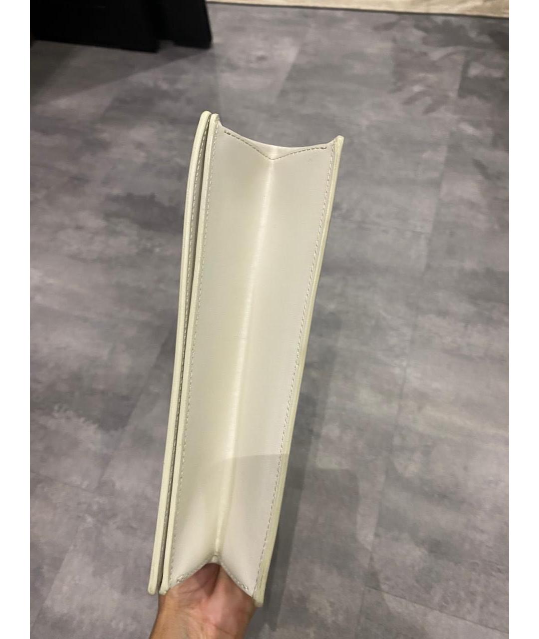 OFF-WHITE Белая кожаная сумка с короткими ручками, фото 5