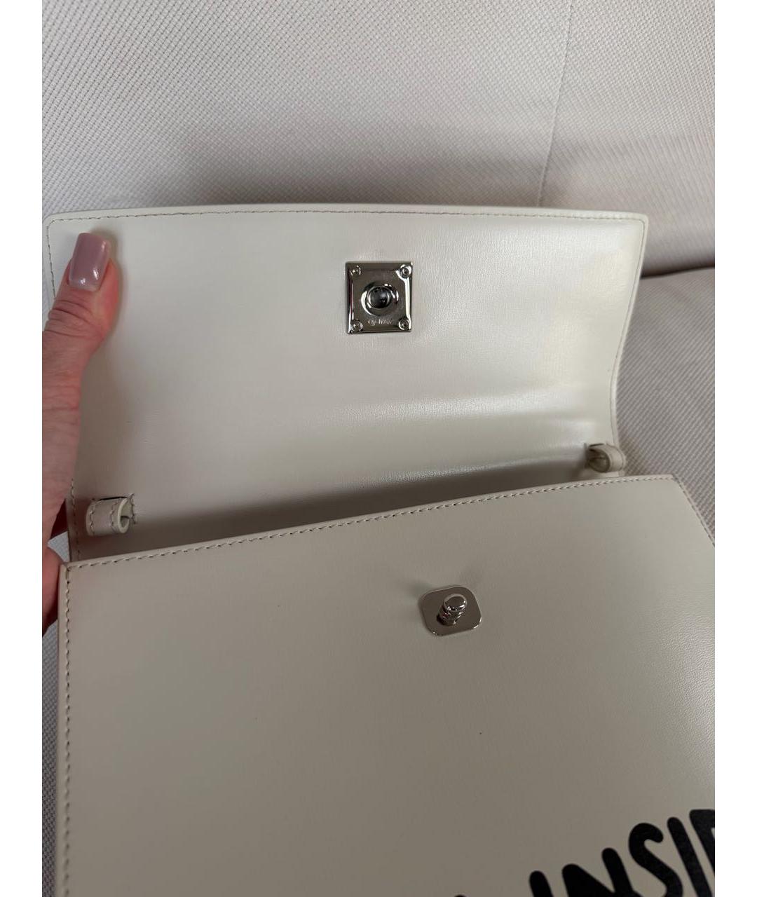OFF-WHITE Белая кожаная сумка с короткими ручками, фото 7