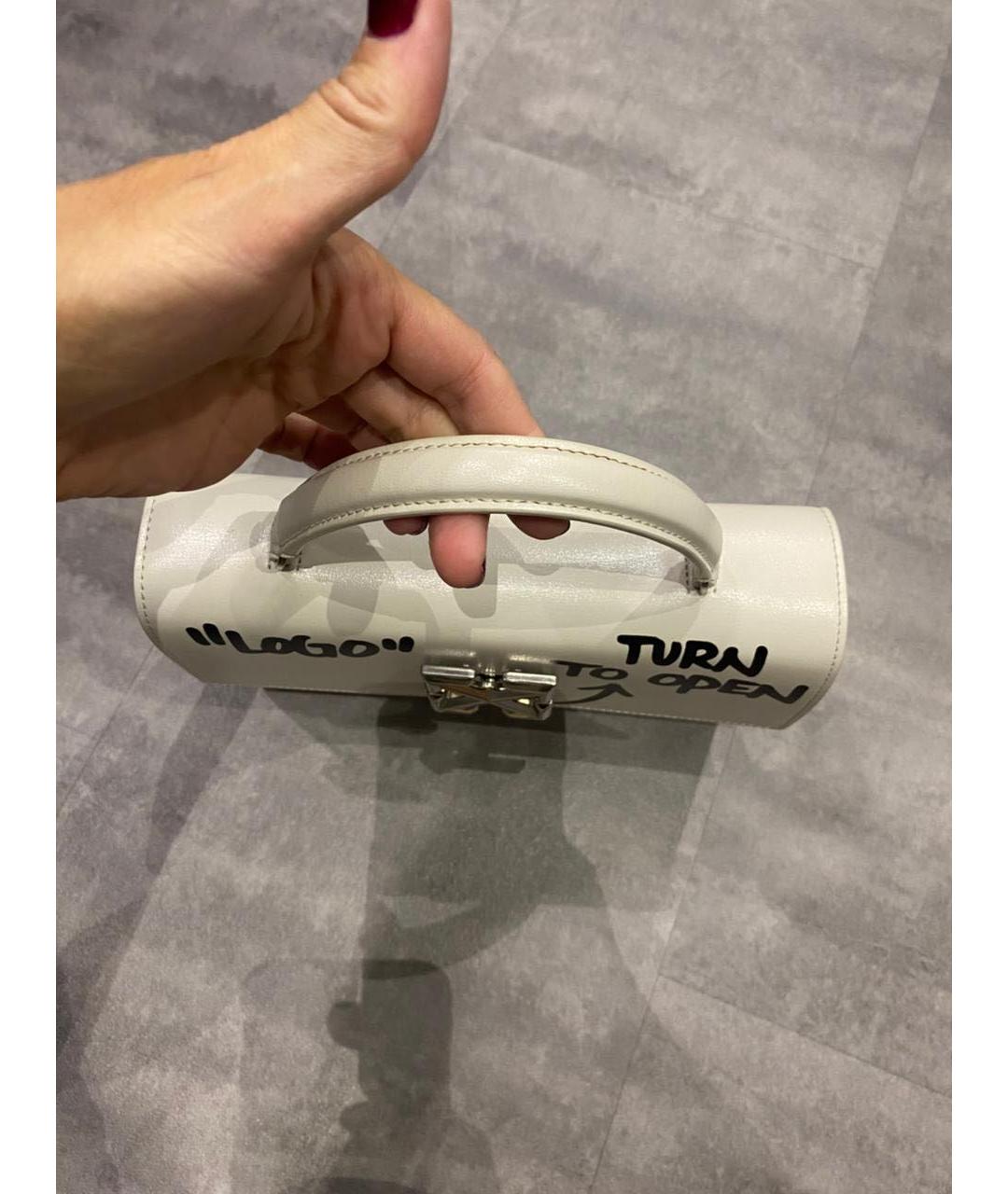 OFF-WHITE Белая кожаная сумка с короткими ручками, фото 2