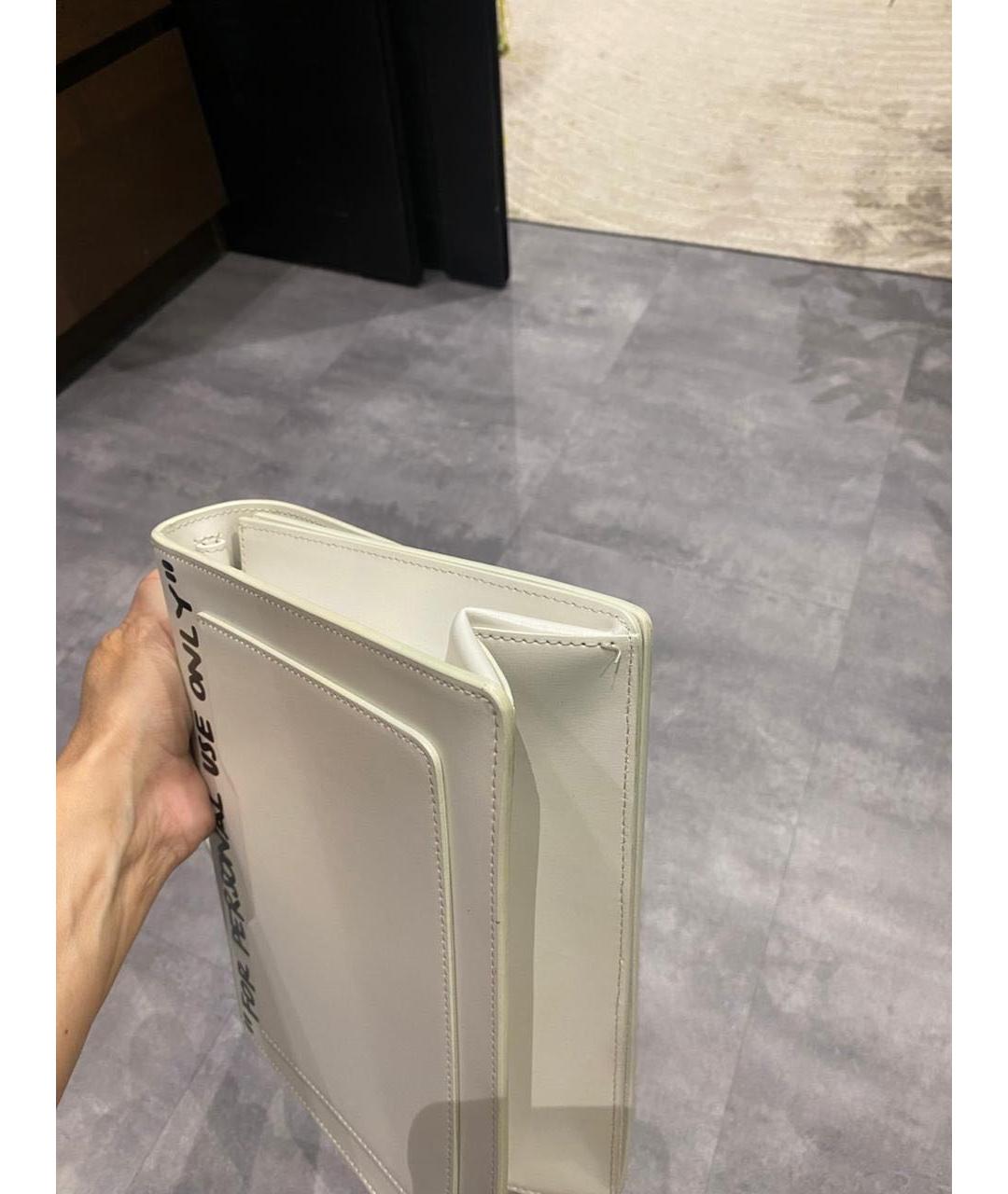 OFF-WHITE Белая кожаная сумка с короткими ручками, фото 6