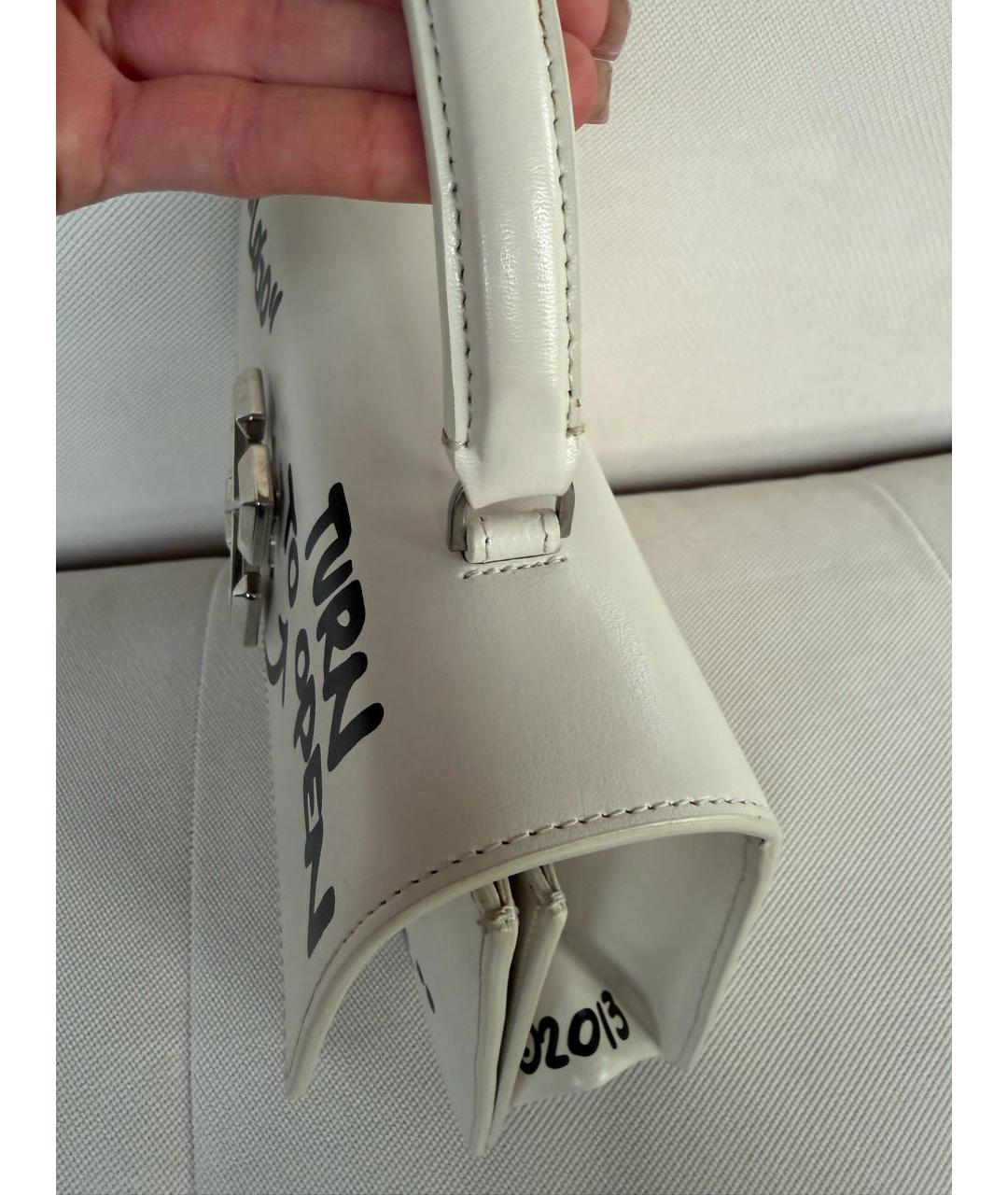 OFF-WHITE Белая кожаная сумка с короткими ручками, фото 3