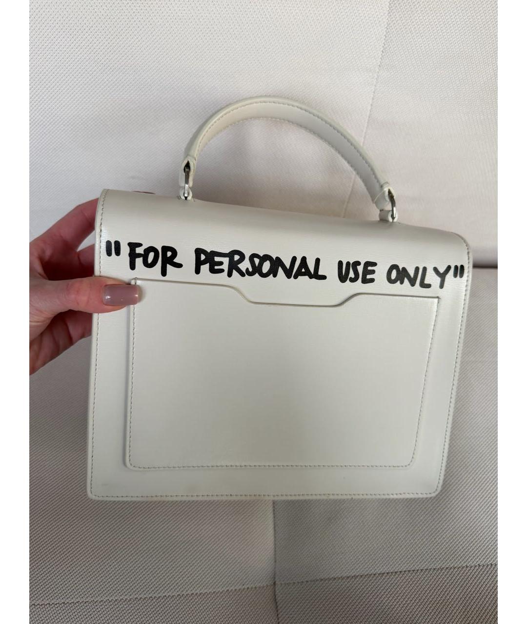 OFF-WHITE Белая кожаная сумка с короткими ручками, фото 6