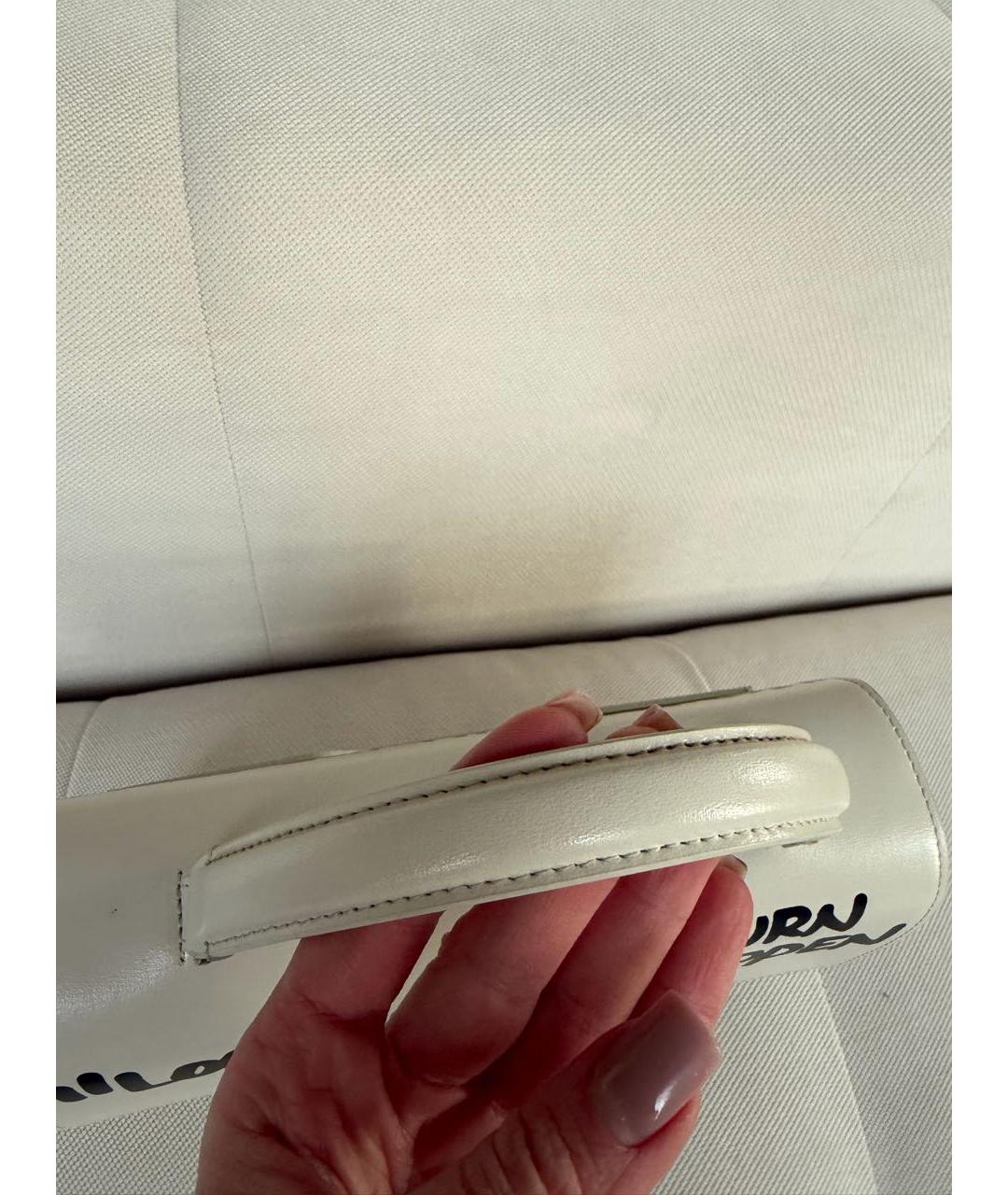 OFF-WHITE Белая кожаная сумка с короткими ручками, фото 4