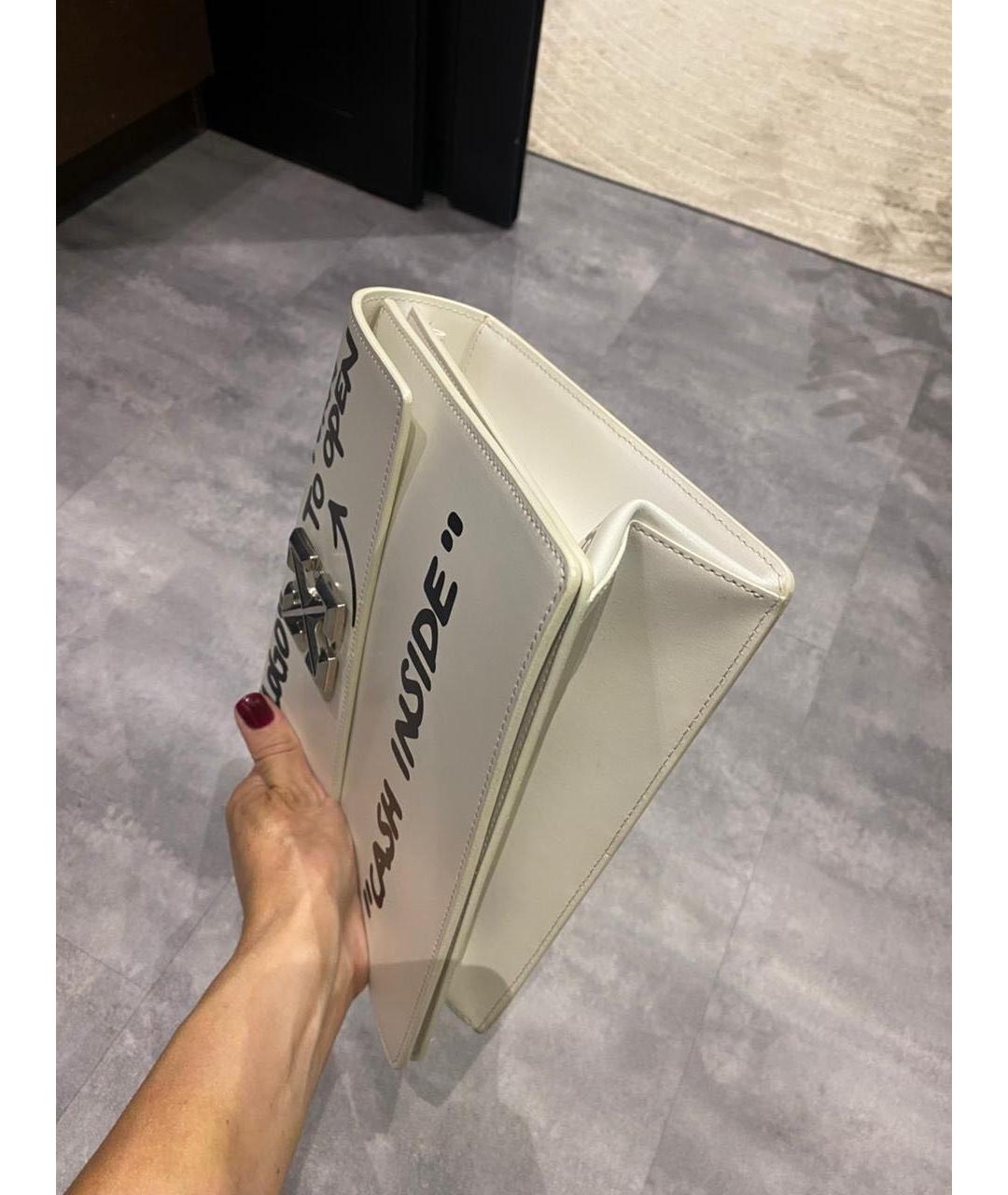 OFF-WHITE Белая кожаная сумка с короткими ручками, фото 8