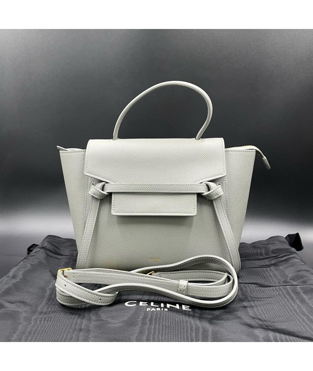 CELINE Белая кожаная сумка с короткими ручками, фото 9