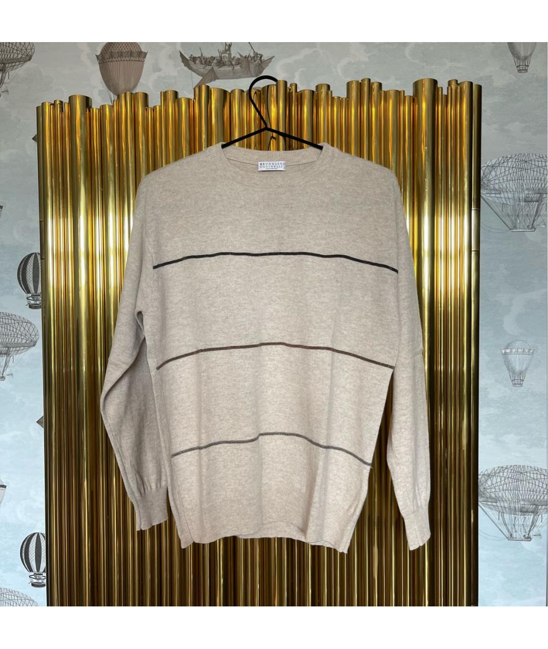 BRUNELLO CUCINELLI Бежевый кашемировый джемпер / свитер, фото 5