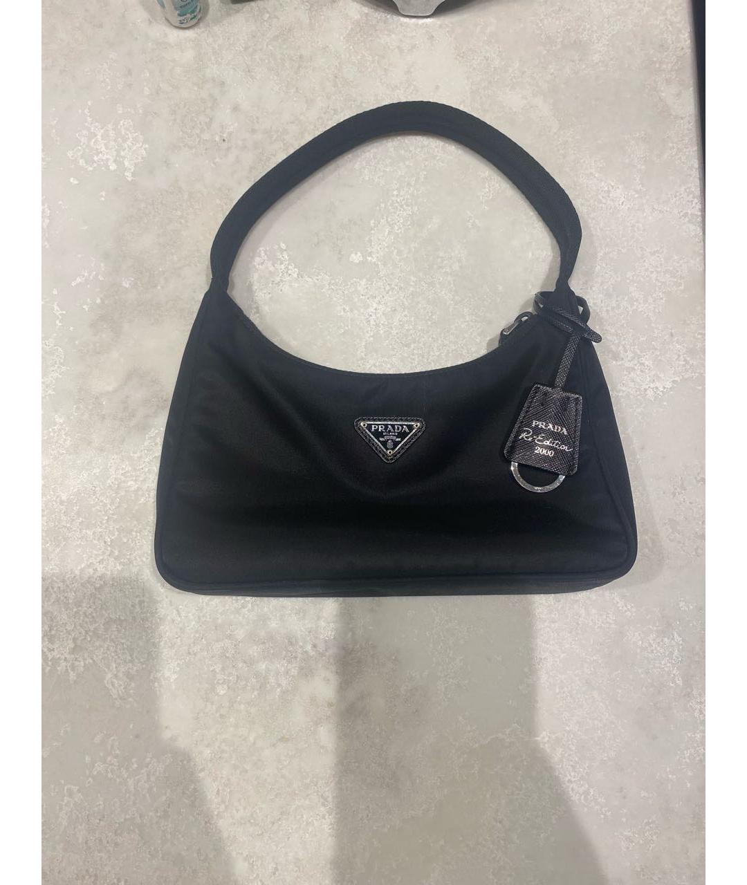 PRADA Черная тканевая сумка с короткими ручками, фото 4