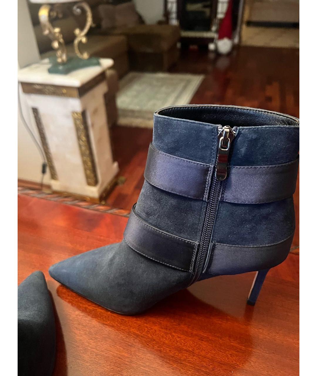 MANOLO BLAHNIK Бирюзовые замшевые полусапоги, фото 5