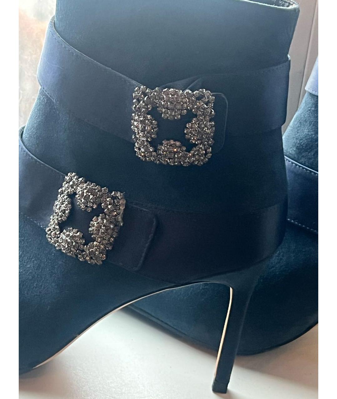 MANOLO BLAHNIK Бирюзовые замшевые полусапоги, фото 3