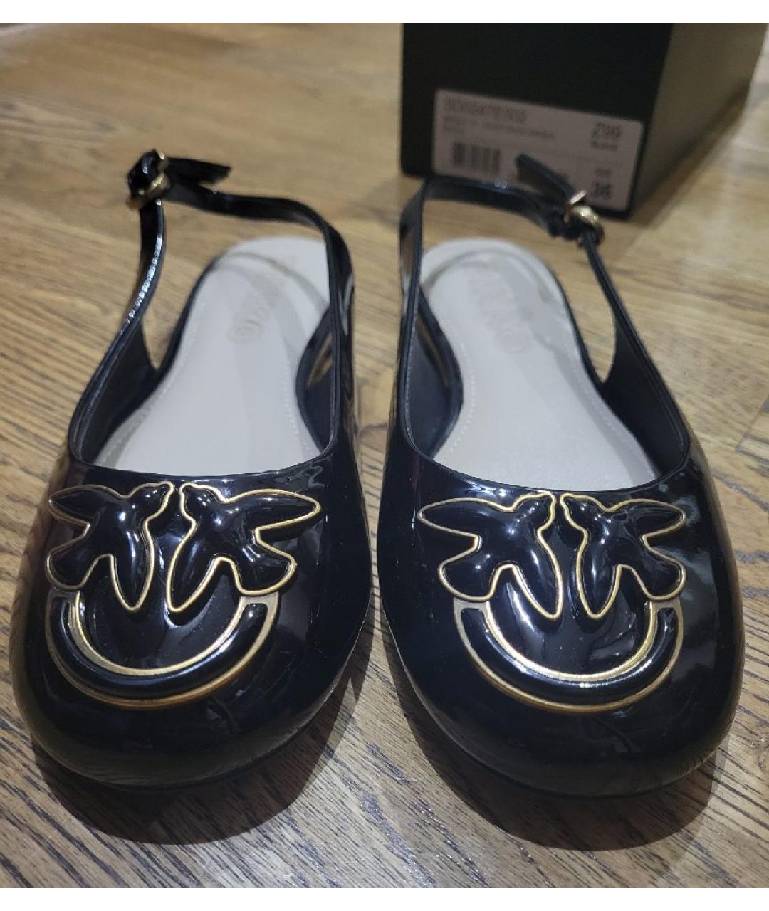 PINKO Черные балетки из лакированной кожи, фото 2