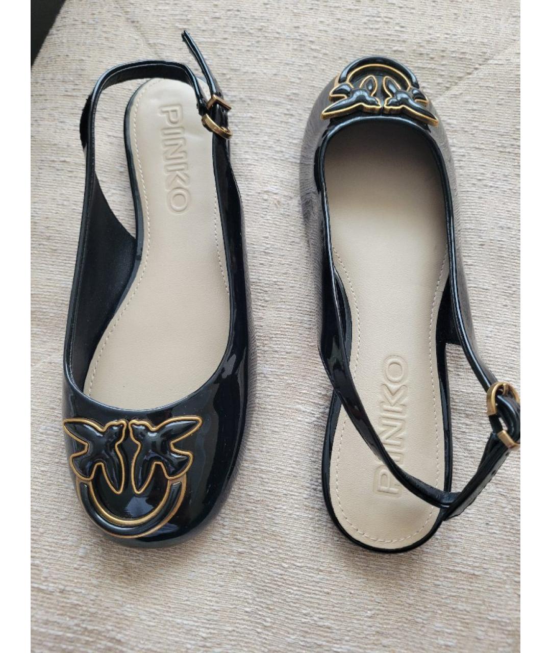 PINKO Черные балетки из лакированной кожи, фото 7