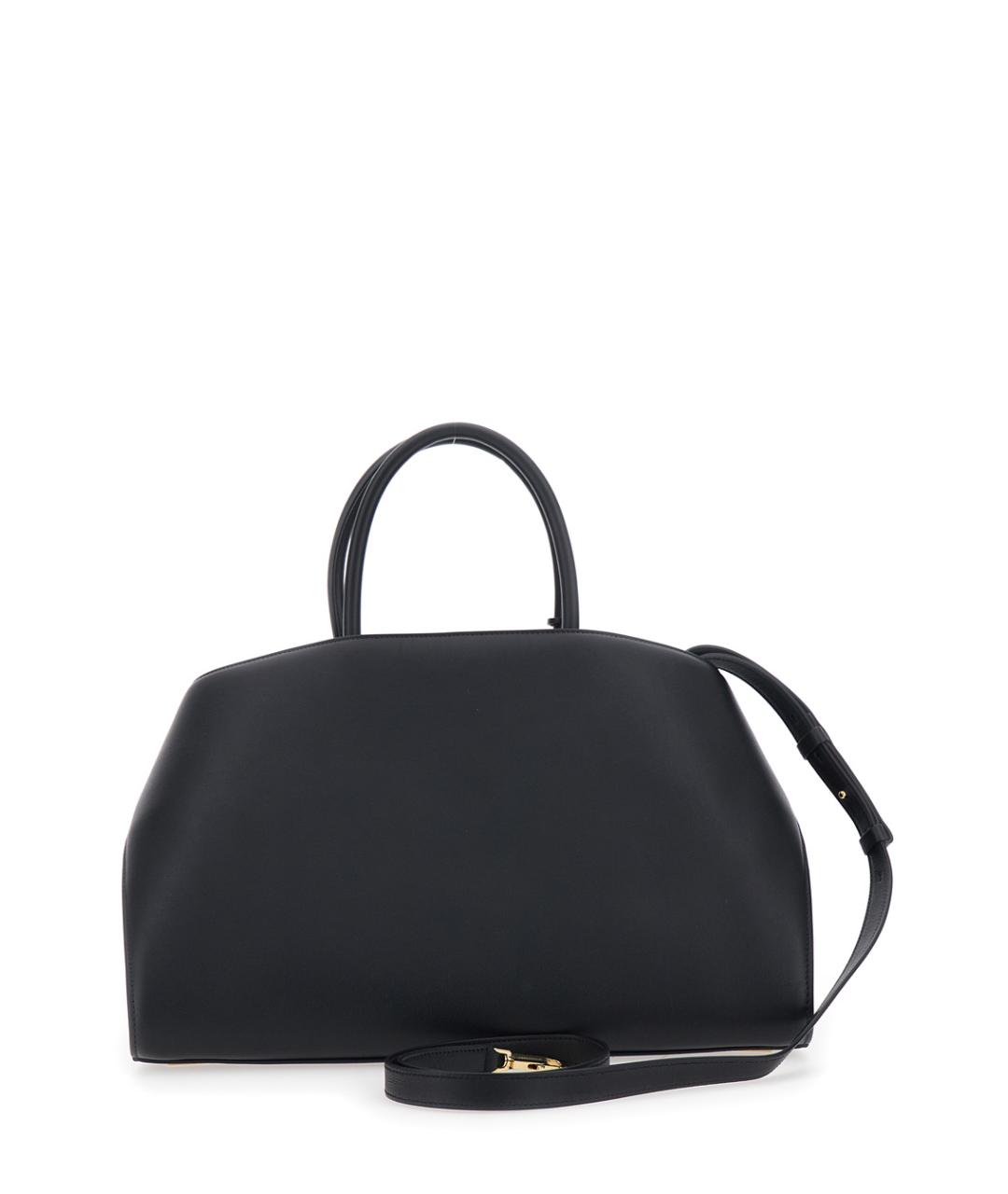 FERRAGAMO Черная кожаная сумка тоут, фото 2