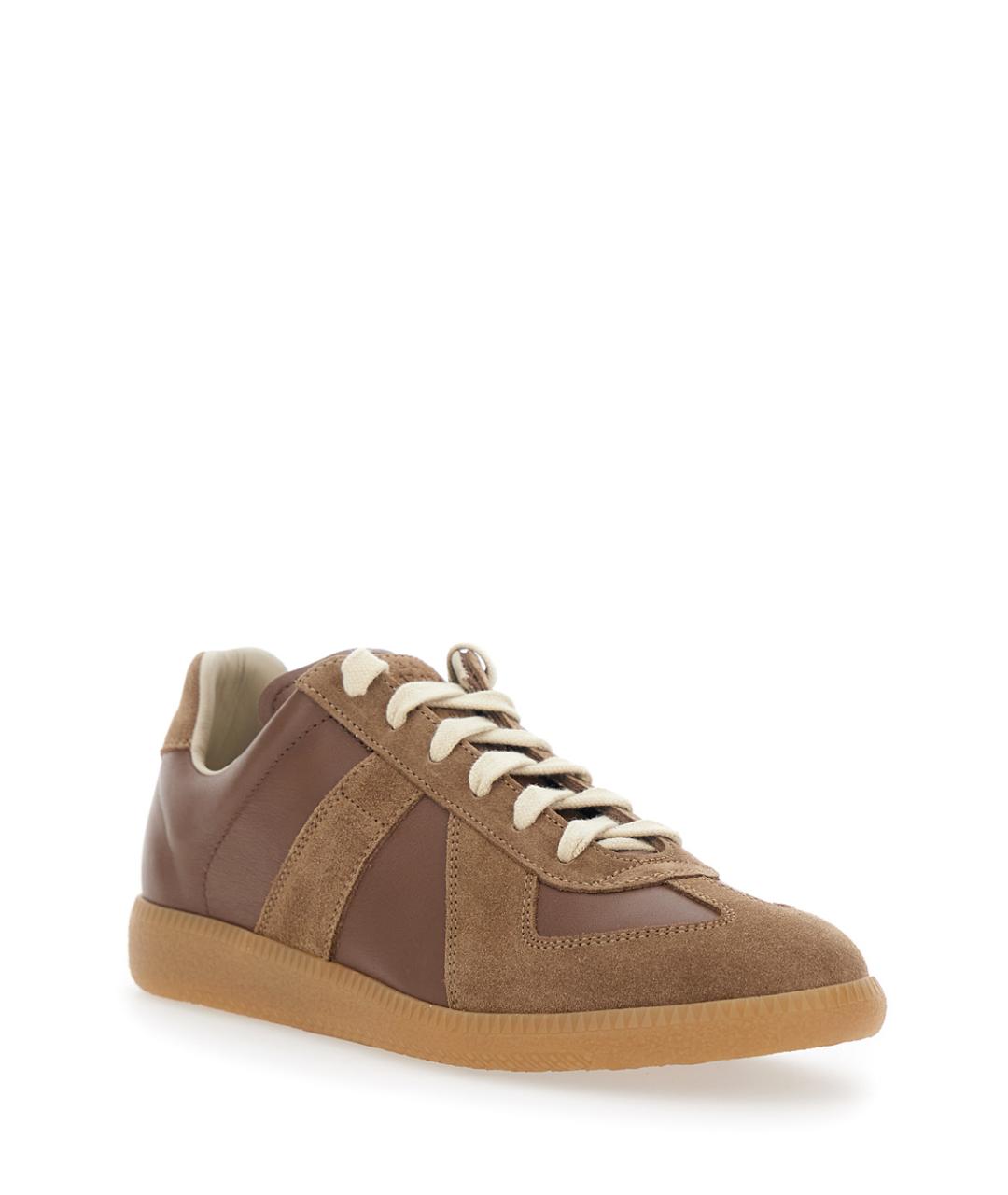 MAISON MARGIELA Коричневые кожаные кроссовки, фото 2