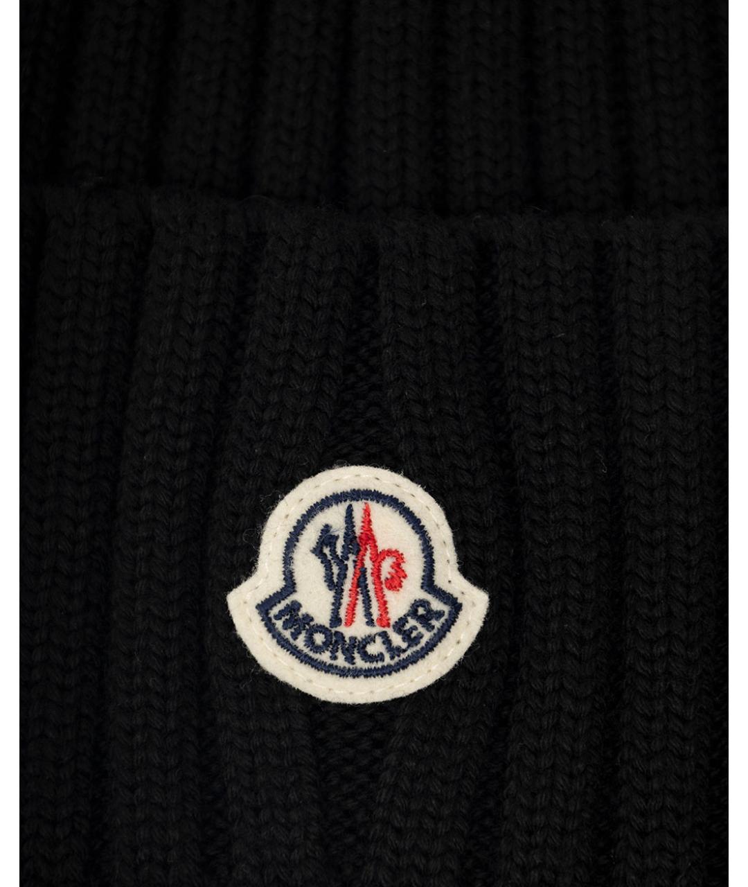 MONCLER Черная шерстяная шапка, фото 3