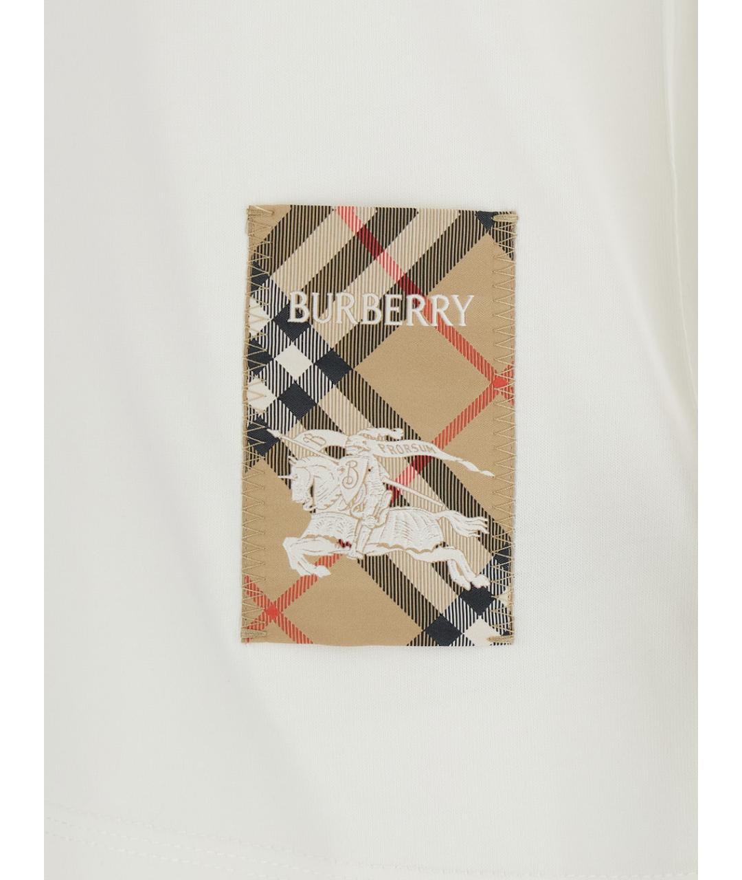 BURBERRY Белая хлопковая футболка, фото 3