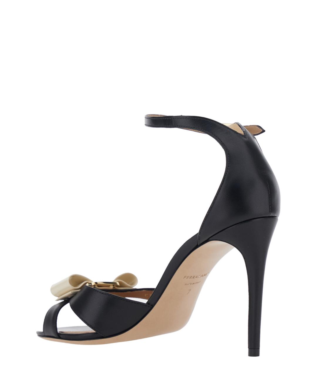 FERRAGAMO Черные кожаные босоножки, фото 3