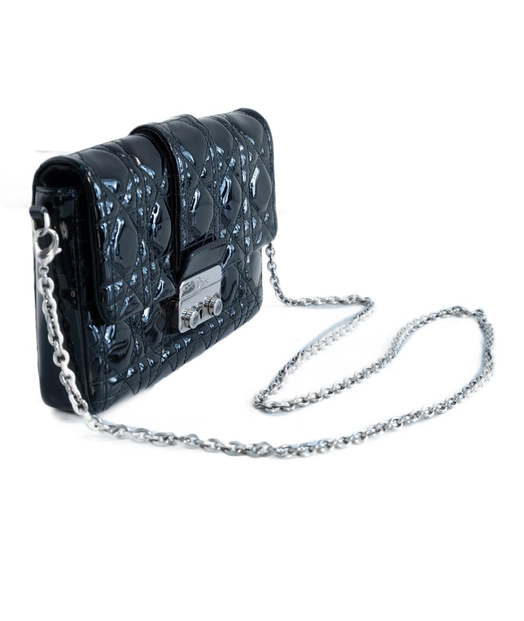 CHRISTIAN DIOR Черная сумка через плечо из лакированной кожи, фото 2