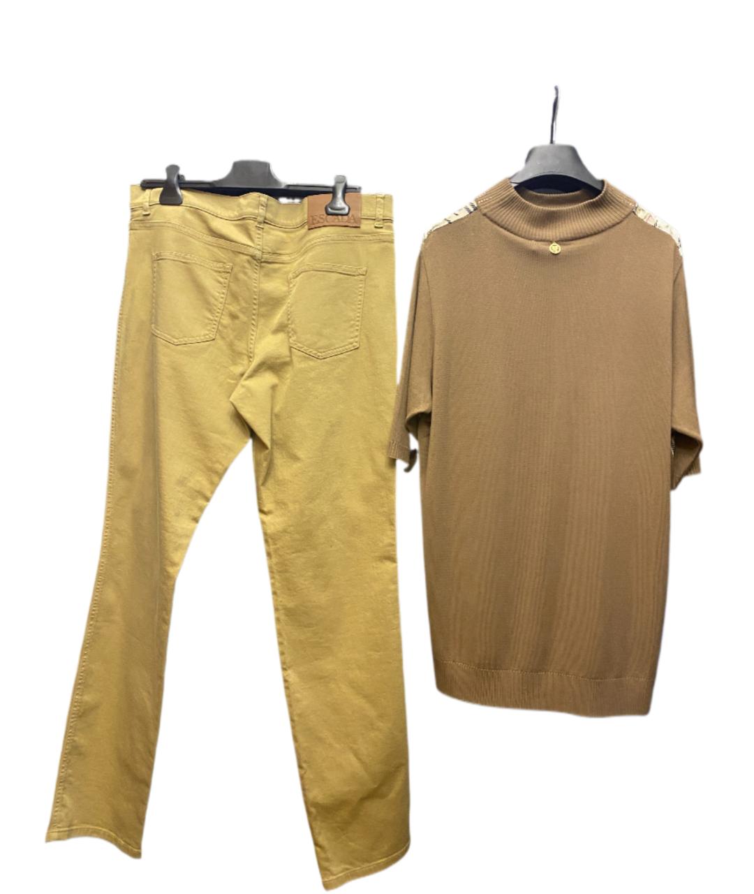 ESCADA Бежевый хлопко-эластановый костюм с брюками, фото 2