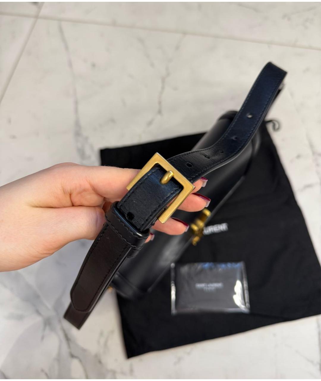 SAINT LAURENT Черная кожаная сумка через плечо, фото 8